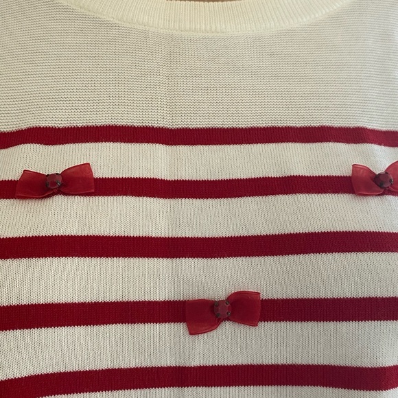 Talbots Red and Cream Striped Crew Neck Sweater - Picture 7 of 12